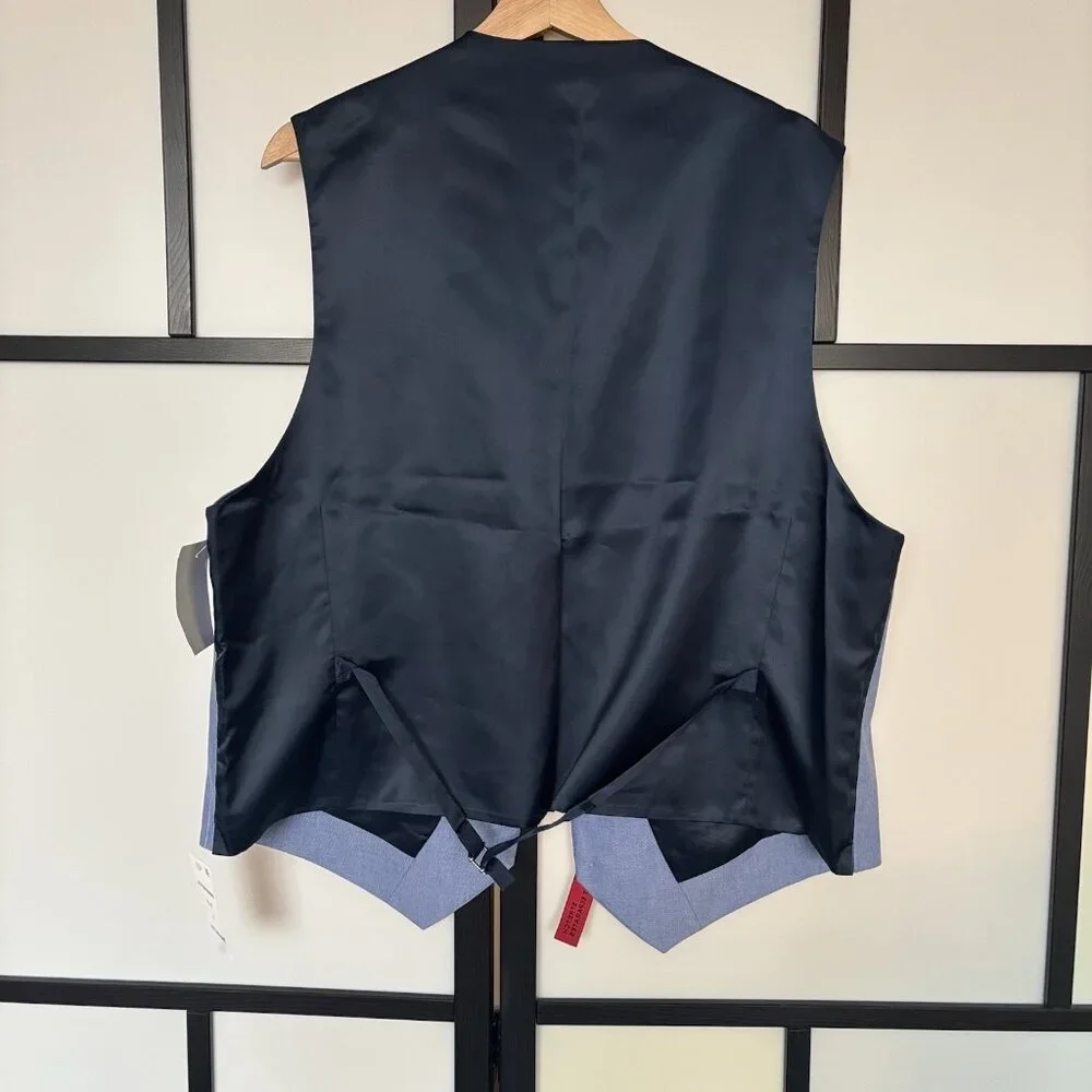 Tommy Hilfiger Mens‎ Career Suit Vest Blue Modern-Fit TH Flex Preppy Office NWT